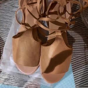 NEW Suede Ankle Criss Criss Tie Flat Sandal
